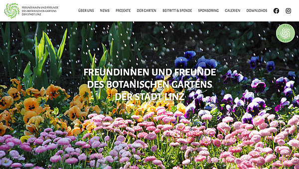 Startseite der Website www.linzergarten.at